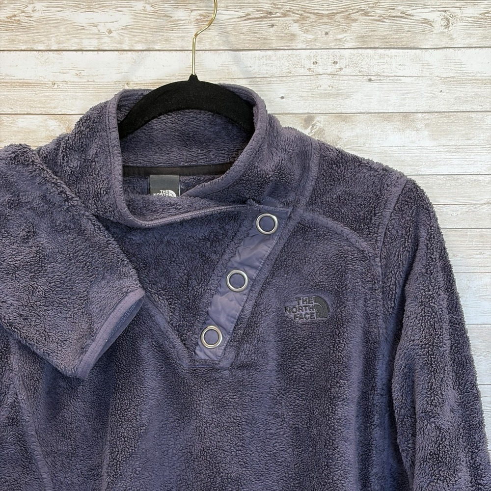 The North Face Womens L Pullover Osito Fleece Asymmetrical Snap Purple Outerwear